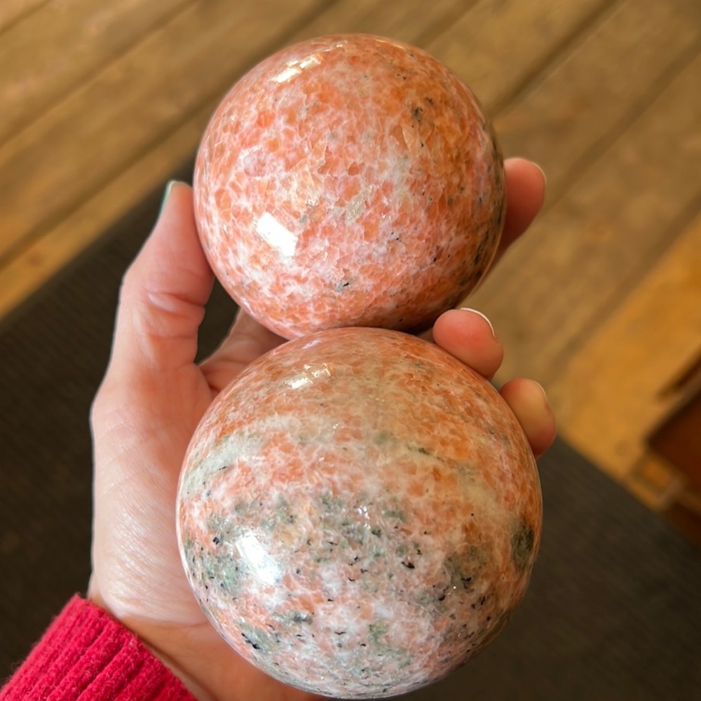 Pink granite spheres